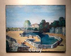 Old Tableau, Animated Park, Oil on Canvas, Painting, Large Format, Early 20th Century