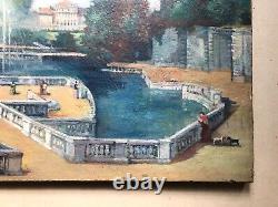 Old Tableau, Animated Park, Oil on Canvas, Painting, Large Format, Early 20th Century