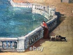 Old Tableau, Animated Park, Oil on Canvas, Painting, Large Format, Early 20th Century