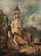 Old Tableau, Animated Village, Small Oil On Canvas, Painting, 19th Century