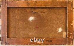 Old Tableau Crousseau Oil on Canvas Landscape Barge Late 19th Century