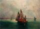 Old Tableau, Marine, Sailboats, Oil On Cardboard, Painting, Early 20th Century