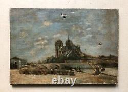 Old Tableau, Notre Dame De Paris, Oil on Canvas, Painting, Late 19th Century