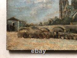 Old Tableau, Notre Dame De Paris, Oil on Canvas, Painting, Late 19th Century