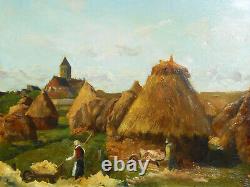 Old Tableau Oil on Canvas Painting French Impressionist Landscape