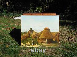 Old Tableau Oil on Canvas Painting French Impressionist Landscape