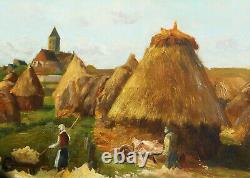 Old Tableau Oil on Canvas Painting French Impressionist Landscape