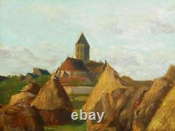 Old Tableau Oil on Canvas Painting French Impressionist Landscape