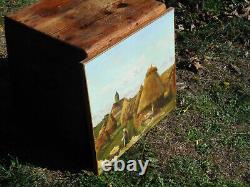 Old Tableau Oil on Canvas Painting French Impressionist Landscape