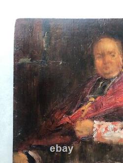 Old Tableau, Portrait of a Religious Figure, Sketch, Oil on Panel, Early 20th Century