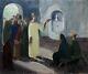 Old Tableau, Religious Ceremony, Symbolist School, Oil On Canvas, 20th Century