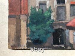 Old Tableau Signed René Fontayne, Houses, Oil on Cardboard, Painting, 20th Century