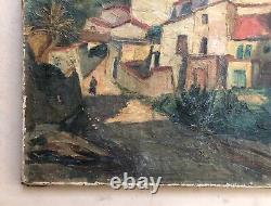 Old Tableau, Southern Village, Oil on Canvas, Painting, Early 20th Century