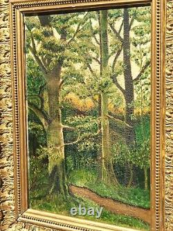 Old Tableau signed Landscape Sous Bois. Oil painting on canvas.