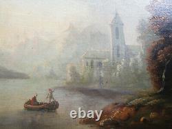 Old Very Beautiful Painting, Mid-19th Century, Oil On Canvas Fisherman Landscape Barbizon