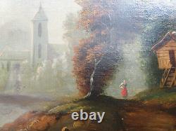 Old Very Beautiful Painting, Mid-19th Century, Oil On Canvas Fisherman Landscape Barbizon