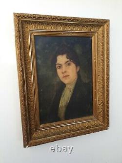 Old Woman Portrait, Oil On Canvas, Gilt Frame, End Of XIX Th Century