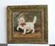 Old Wood Frame Dore Painting Oil On Canvas White Cat And Bird