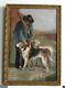 Old Wood Frame Dore Painting Oil On Web Hunter And His Dogs