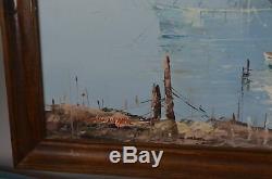 Old Wooden Frame Painting On Canvas Oil Sign Nature Sea Boat Beach Lighthouse