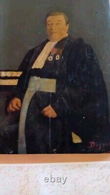 Old XIX Oil Painting on Wood A Lawyer Signed Louise Dugardin