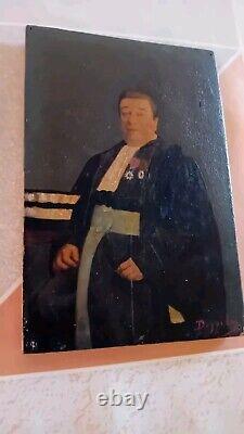 Old XIX Oil Painting on Wood A Lawyer Signed Louise Dugardin