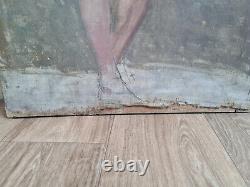 Old female nude oil on canvas to be restored. Ca 1890