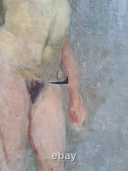 Old female nude oil on canvas to be restored. Ca 1890