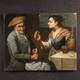 Old Genre Scene Painting, Lombard Oil On Canvas, 17th Century