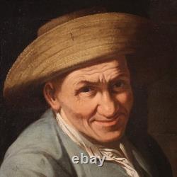 Old genre scene painting, Lombard oil on canvas, 17th century