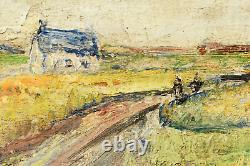 Old landscape painting of the Brittany countryside Pouldu, signed by Louis CAZALS (1912-1995)