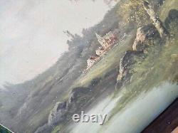 Old landscape painting oil on canvas by Henri Catrou to be restored