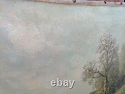 Old landscape painting oil on canvas by Henri Catrou to be restored