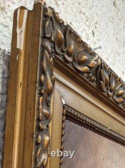 Old large painting signed oil on canvas still life golden frame decor