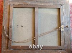 Old large painting signed oil on canvas still life golden frame decor