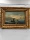 Old Marine Oil Painting On Canvas, 1889, Signed Carved Gilded Frame