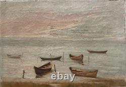 Old marine painting, 19th-century boat