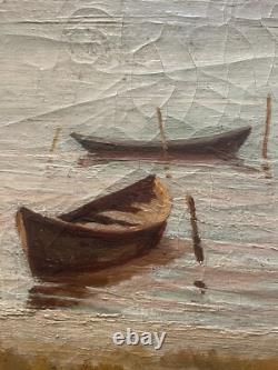 Old marine painting, 19th-century boat