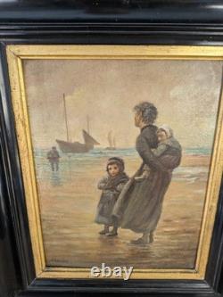 Old marine painting, oil on panel