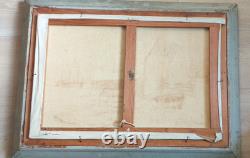 Old maritime painting oil on canvas signed Gillet boat sea frame