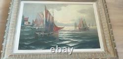 Old maritime painting oil on canvas signed Gillet boat sea frame
