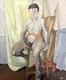 Old Nude Female Portrait Painting, Paris School Art Deco Russian Painting