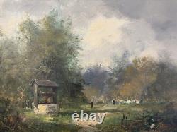 Old oil / canvas signed characters near the well Galien Laloue France