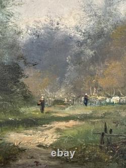 Old oil / canvas signed characters near the well Galien Laloue France