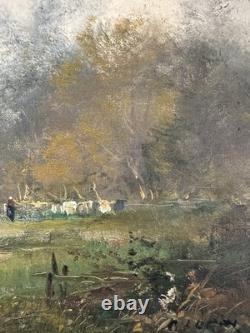 Old oil / canvas signed characters near the well Galien Laloue France