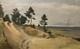 Old Oil On Canvas 19th Century Seaside In The Landes Or The Basque Country