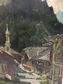 Old oil on canvas Italian school Landscape signed 55 x 38 cm