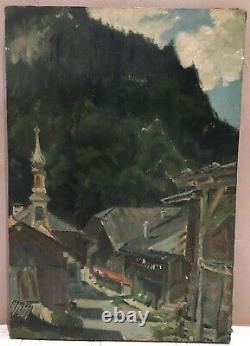 Old oil on canvas Italian school Landscape signed 55 x 38 cm