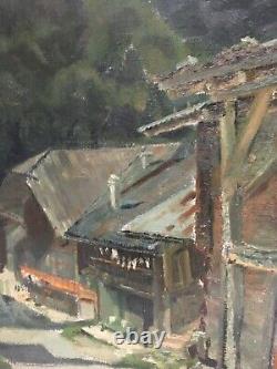 Old oil on canvas Italian school Landscape signed 55 x 38 cm