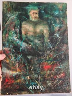 Old oil on canvas / Signature to identify / Seated bearded man
